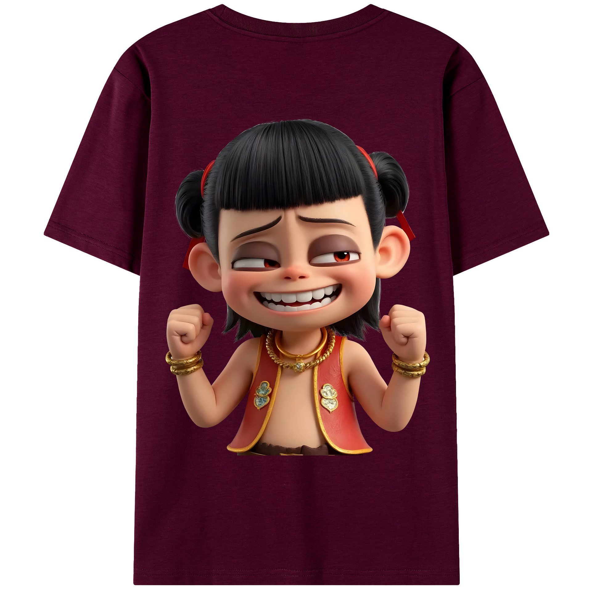 （画像用） Ne Zha 2 ナタ 魔童の大暴れ レディース半袖Tシャツ(バックプリント)